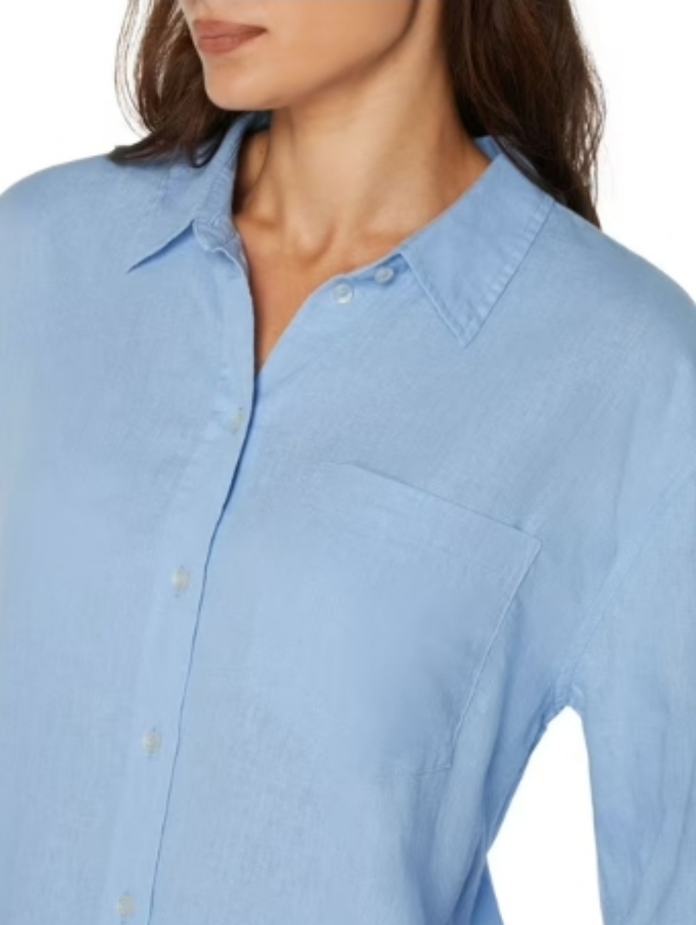 GAP Linen Blend Button Down Top Light Blue NWT